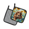 English Cocker Spaniel 6073 In Sunflowers Pair of Potholders