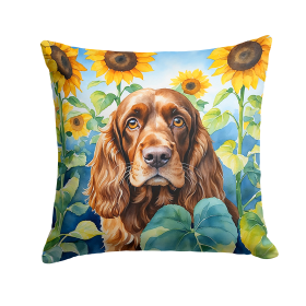 English Cocker Spaniel 6073 In Sunflowers Throw Pillow