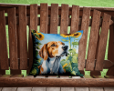 English Foxhound 6074 In Sunflowers Throw Pillow
