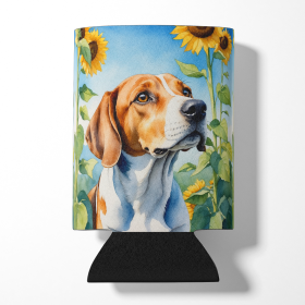 English Foxhound 6074 In Sunflowers Can or Bottle Hugger