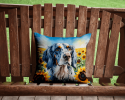 English Foxhound 6075 In Sunflowers Throw Pillow