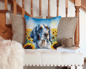 English Foxhound 6075 In Sunflowers Throw Pillow