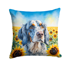 English Foxhound 6075 In Sunflowers Throw Pillow