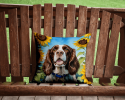 English Springer Spaniel 6076 In Sunflowers Throw Pillow