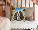 English Springer Spaniel 6076 In Sunflowers Throw Pillow
