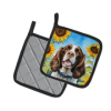 English Springer Spaniel 6076 In Sunflowers Pair of Potholders