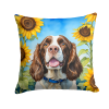 English Springer Spaniel 6076 In Sunflowers Throw Pillow