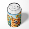 Finnish Spitz 6077 In Sunflowers Can or Bottle Hugger