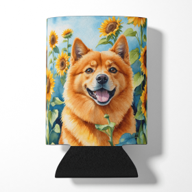 Finnish Spitz 6077 In Sunflowers Can or Bottle Hugger
