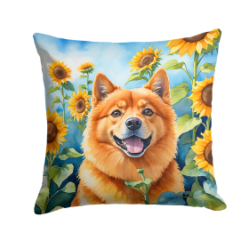 Finnish Spitz 6077 In Sunflowers Throw Pillow