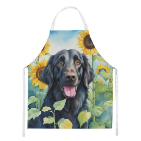 Flat Coated Retriever in Sunflowers Apron