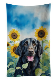 Flat Coated Retriever in Sunflowers Kitchen Towel
