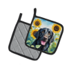 Flat-Coated Retriever 6078 In Sunflowers Pair of Potholders