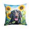 Flat Coated Retriever 6078 In Sunflowers Throw Pillow