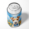 Wire Fox Terrier 6079 In Sunflowers Can or Bottle Hugger