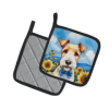 Wire Fox Terrier 6079 In Sunflowers Pair of Potholders