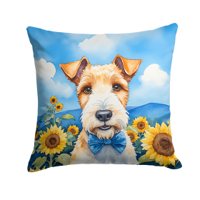 Wire Fox Terrier 6079 In Sunflowers Throw Pillow