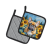 French Bulldog 6080 In Sunflowers Pair of Potholders