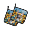 French Bulldog 6080 In Sunflowers Pair of Potholders
