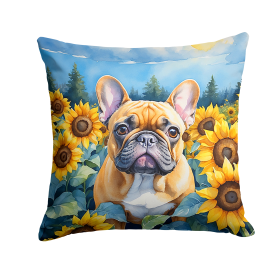 French Bulldog 6080 In Sunflowers Throw Pillow
