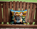 French Bulldog 6081 In Sunflowers Throw Pillow