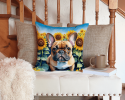 French Bulldog 6081 In Sunflowers Throw Pillow