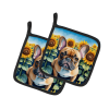 French Bulldog 6081 In Sunflowers Pair of Potholders