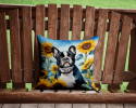 French Bulldog 6082 In Sunflowers Throw Pillow