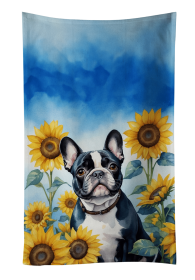 French Bulldog 2 in Sunflowers Kitchen Towel