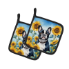 French Bulldog 6082 In Sunflowers Pair of Potholders