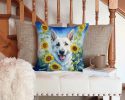 German Shepherd 6083 In Sunflowers Throw Pillow