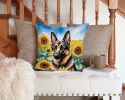 German Shepherd 6084 In Sunflowers Throw Pillow
