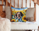 German Shorthaired Pointer 6085 In Sunflowers Throw Pillow