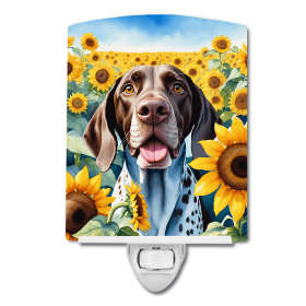 German Shepherd 6084 In Sunflowers Ceramic Night Light