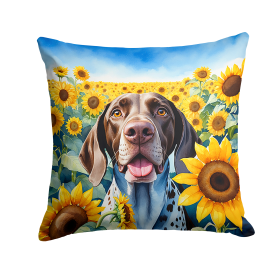 German Shorthaired Pointer 6085 In Sunflowers Throw Pillow