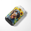 German Wirehaired Pointer 6086 In Sunflowers Can or Bottle Hugger