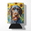 German Wirehaired Pointer 6086 In Sunflowers Can or Bottle Hugger