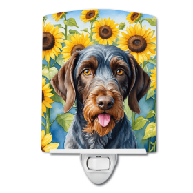 German Shorthaired Pointer 6085 In Sunflowers Ceramic Night Light