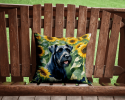 Giant Schnauzer 6087 In Sunflowers Throw Pillow