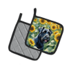 Giant Schnauzer 6087 In Sunflowers Pair of Potholders