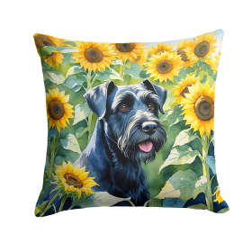 Giant Schnauzer 6087 In Sunflowers Throw Pillow
