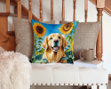 Golden Retriever 6088 In Sunflowers Throw Pillow