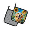 Golden Retriever 6088 In Sunflowers Pair of Potholders