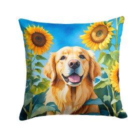 Golden Retriever 6088 In Sunflowers Throw Pillow