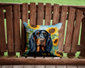 Gordon Setter 6090 In Sunflowers Throw Pillow