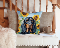 Gordon Setter 6090 In Sunflowers Throw Pillow