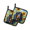 Gordon Setter 6090 In Sunflowers Pair of Potholders
