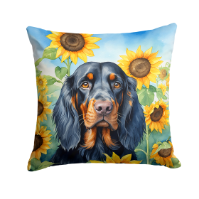 Gordon Setter 6090 In Sunflowers Throw Pillow