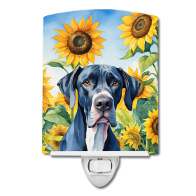 Gordon Setter 6090 In Sunflowers Ceramic Night Light