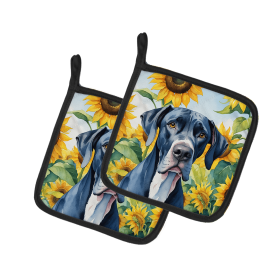 Great Dane 6091 In Sunflowers Pair of Potholders